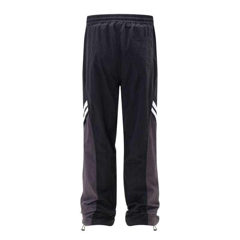 Men's Clothing Stitching Color Striped Casual Pants Men's and Women's Fashionable Brand Street Fashion Loose Design Sense Straight Pants_voghion.com