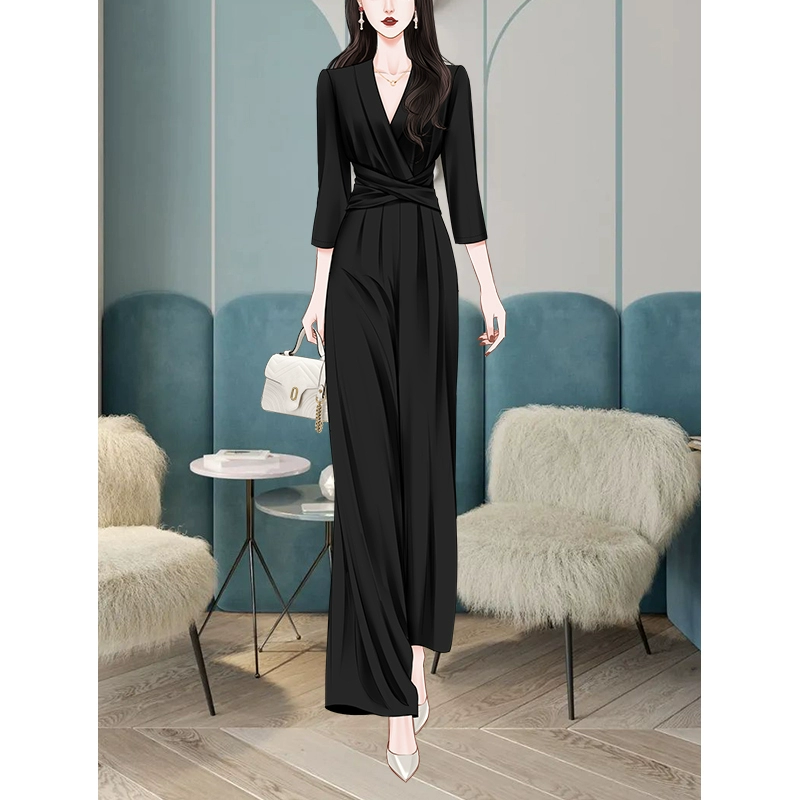 Комбинезон, набор, свободный крой, slim fit, осень, высокая талия