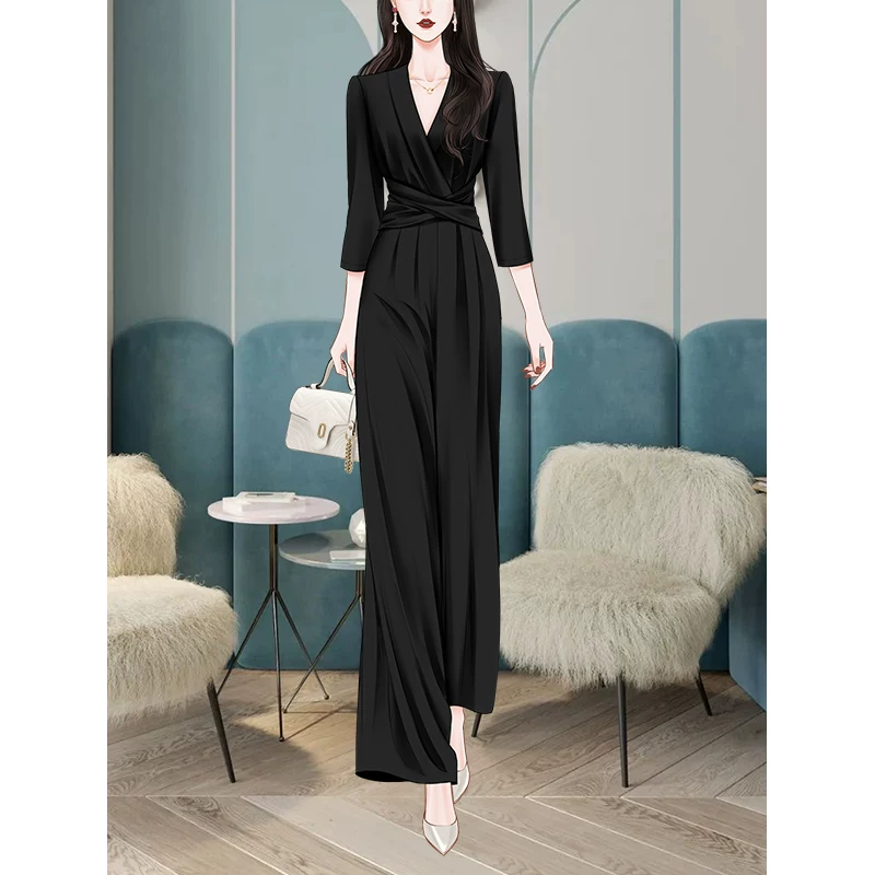 Комбинезон, набор, свободный крой, slim fit, осень, высокая талия