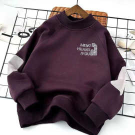 男童秋冬新款加绒加厚长袖卫衣2025新款中大童韩版痞帅一体绒上衣