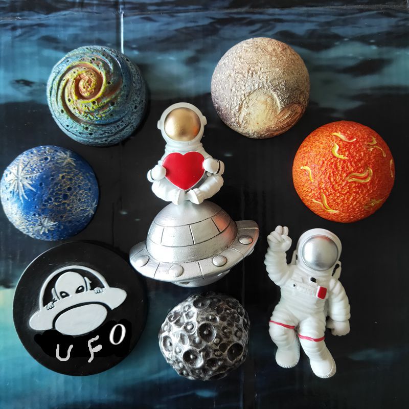 版权太阳系八大行星宇航员太空人飞船3D立体树脂冰箱贴出风口装饰