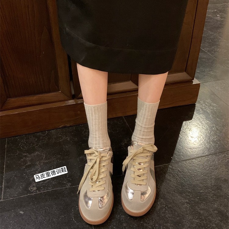 Versión de cuero de vaca ~ versión coreana de cuero de cor correa casual zapatos deportivos ligeros transpirables de suela gruesa zapatos Gump