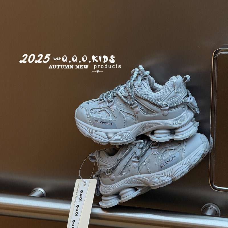 QQO童鞋 2025年秋季新款儿童环绕绑带巴黎老爹鞋男女童百搭运动鞋|undefined