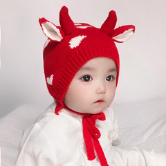 嬰兒帽子超萌可愛1歲寶寶加絨毛線保暖護耳女童潮3個月新生兒加厚