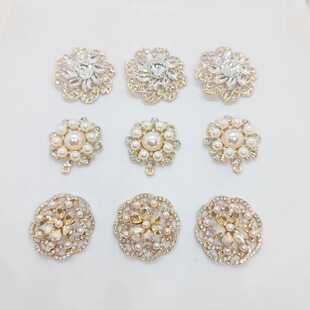 New Bridal Antique Alloy Accessories Pearl Rhinestone Flower Plate Diamond Buckle Clothing Wholesale Handmade Ready Stock