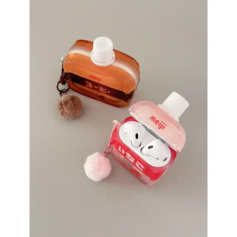 Cartoon Cute Coffee Strawberry Milk Ear Case para AirPods1 / 2 / 3 / 4 / pro / pro2 Case