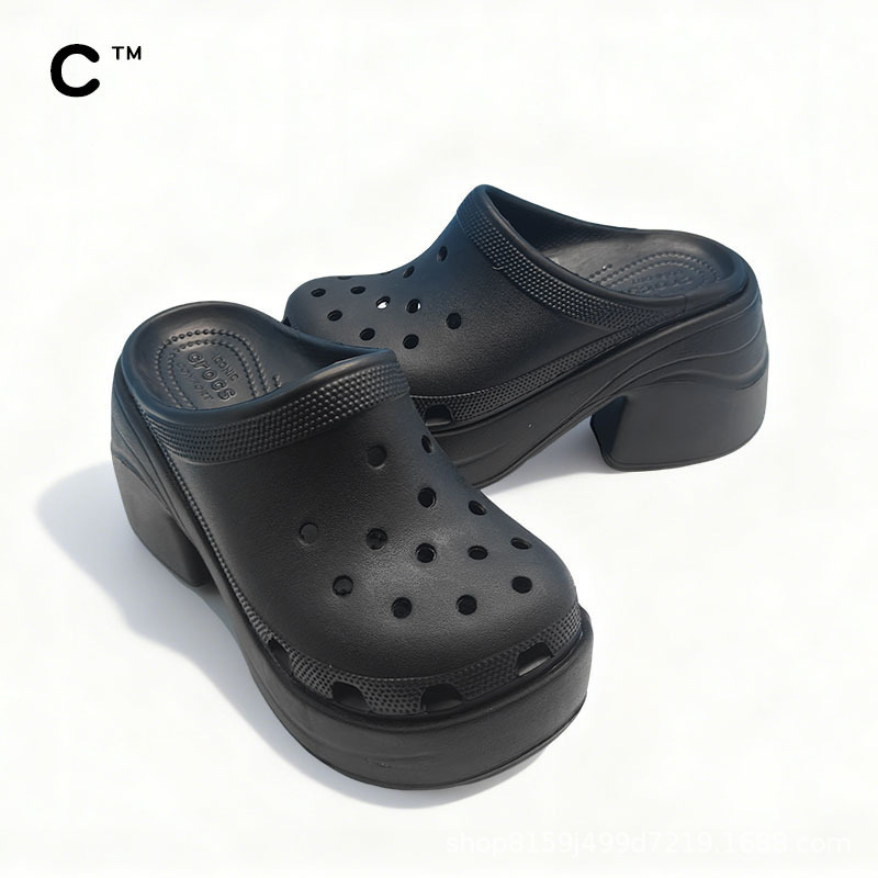 Cross Mermaid Clogs Yimengling's Same Style High-Heeled Casual Shoes for Small Women's Height-Increasing Toe-Toe Sandals