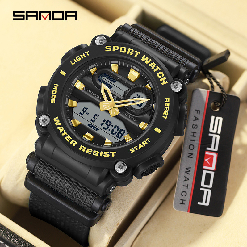 SANDA 3139 reloj electrónico multifuncional deportes al aire libre luminoso impermeable reloj de hombre simple reloj creativo