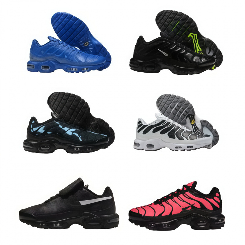 Putian 2025 Foreign Trade Maxplus Men's Air-Cushioned Shoes Leather Black Warrior Casual Versatile Retro Low-Top Running Shoes
