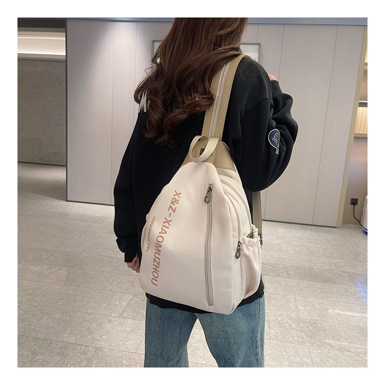 Cross-border women's multi-functional backpack, canvas chest bag, single-shoulder crossbody bag, multi-layered casual large-capacity bag undefined