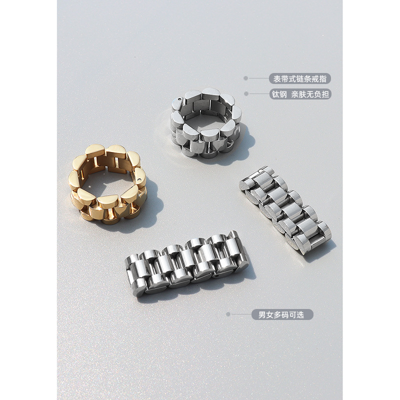 Europa y América exagerada laoliga textura industria pesada combinación hecha a mano anillo de acero de titanio todo-Partido anillo de dedo índice joyería A184