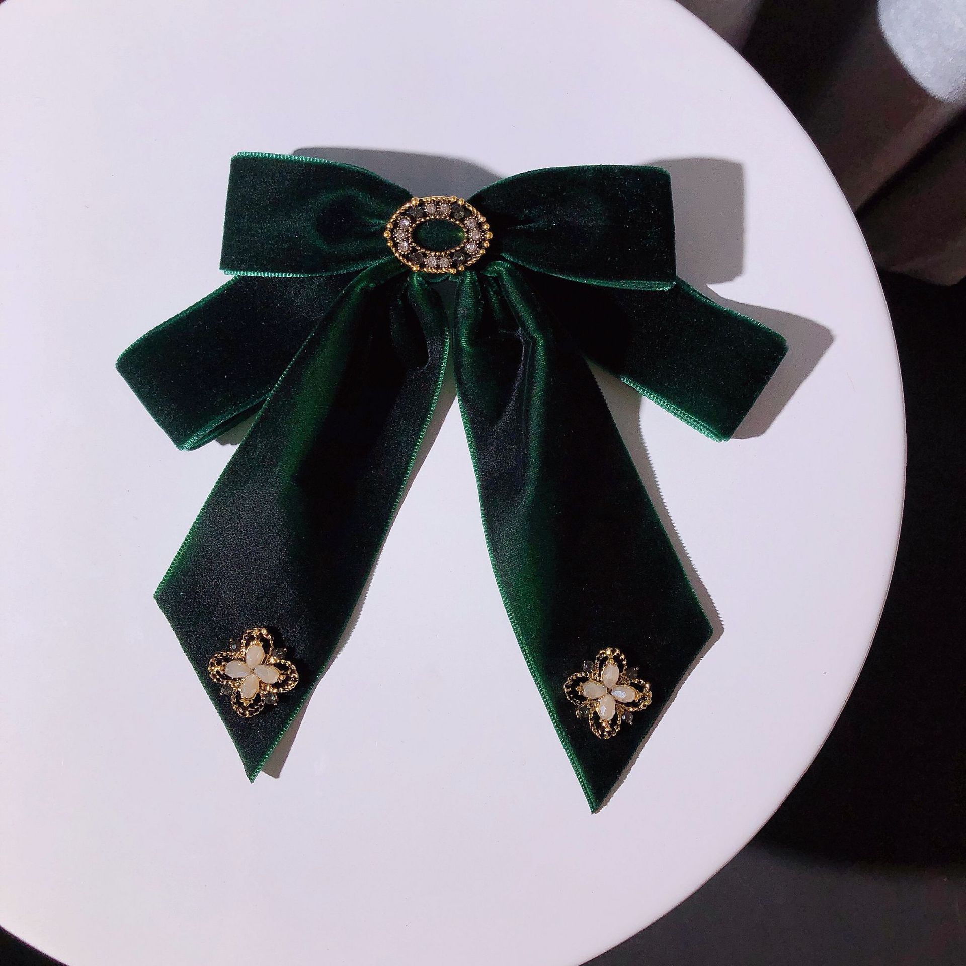 Lazo decorativo de terciopelo retro francés para mujer, lazo de aleación, broche rojo, accesorio, accesorio de vestir, color burdeos