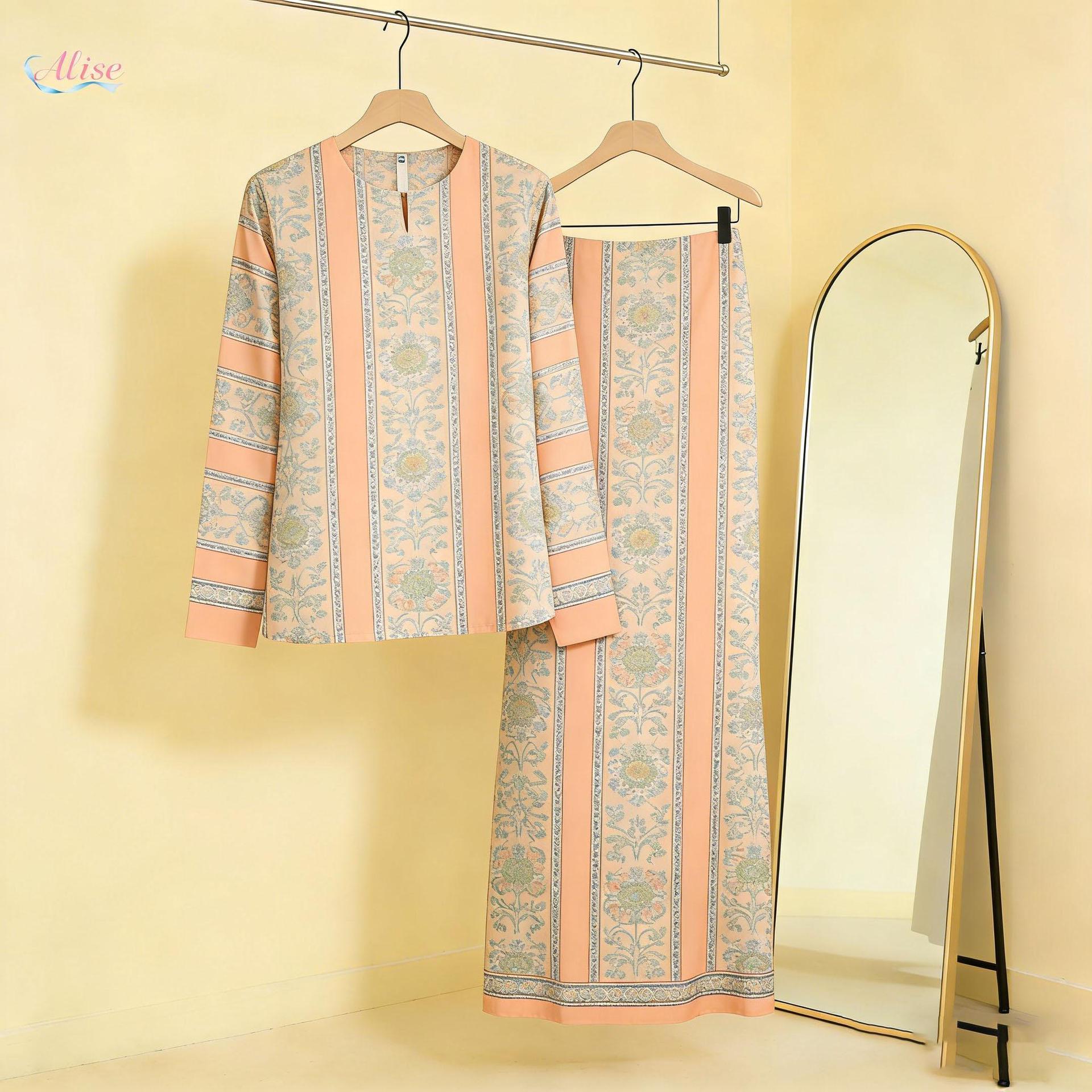 Elegant Two-piece Maxi Dress Set With 3d Floral Print For Women_voghion.com