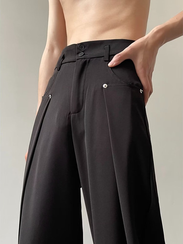 Men's Summer Thin Casual Western Trousers with Drape and High-end Feel Straight Suit Pants Men's Small Western Trousers Trendy