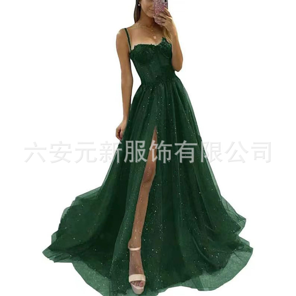 Europa y América del comercio exterior Amazon AliExpress deseo sexy nuevo largo elegante sexy negro adelgazamiento split vestido image 13
