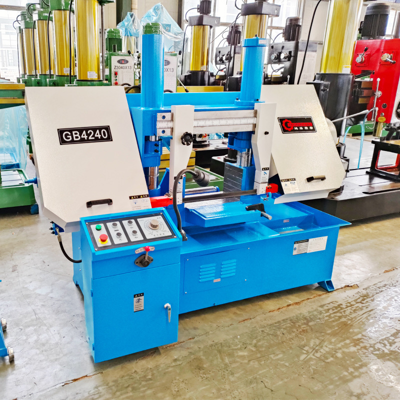 山东锯床厂家GB4240双柱金属带锯床可配电动送料架