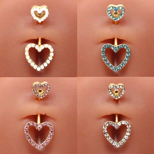 Gabby European and American cross-border heart-shaped navel ring pearl navel ring navel ornament navel nail human body piercing jewelry manufacturer