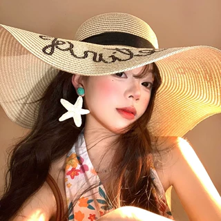 海边度假大帽檐太阳帽女2026春夏新款遮阳防晒帽子法式编织草帽潮