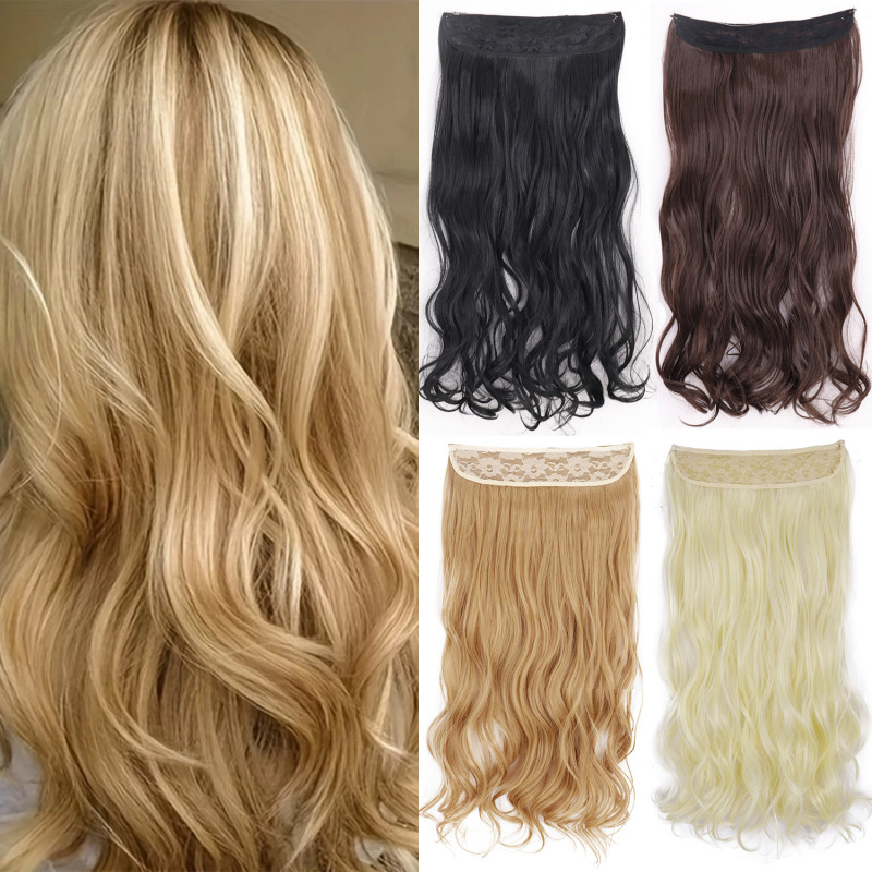 16 inch chemical fiber fishing line hair curtain 40cm European and American wig long curly hair women's hair extension piece 16 inch chemical fiber fishing line hair curtain 40cm European and American wig long curly hair women's hair extension piece