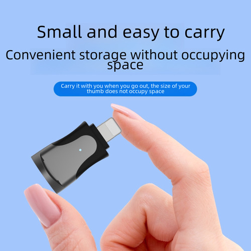 OTG adapter compatible with Apple iPhone for USB flash drives and mice, small and portable, Lightning to USB 3.0, zinc alloy