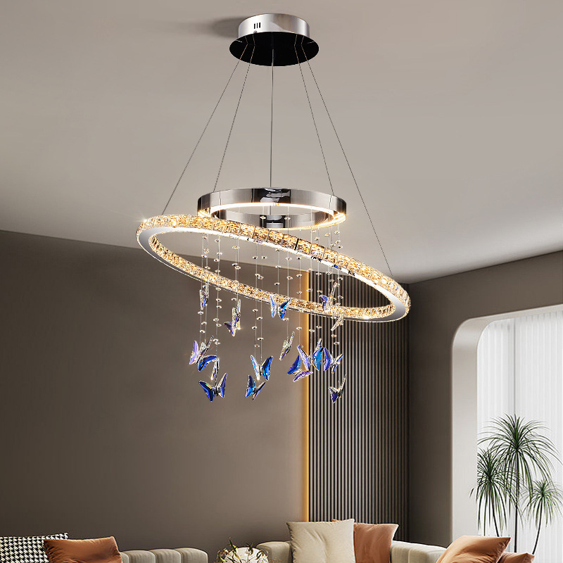 lámparas de sala de estar lujosas de alta calidad posmoderna diseñador de lámparas de lujo modernas de cristal de la atmósfera lámpara de cristal