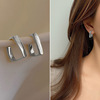 Silver needle, metal brand earrings, silver 925 sample, European style, simple and elegant design, internet celebrity