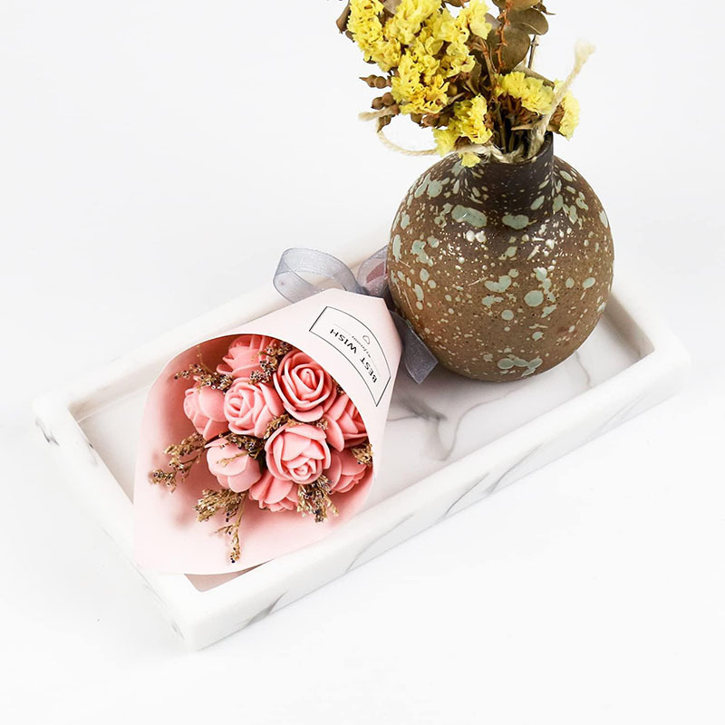 Bandeja de silicona con efecto mármol, rectangular, ideal para almacenamiento de joyas o decoraciones de baño en hoteles