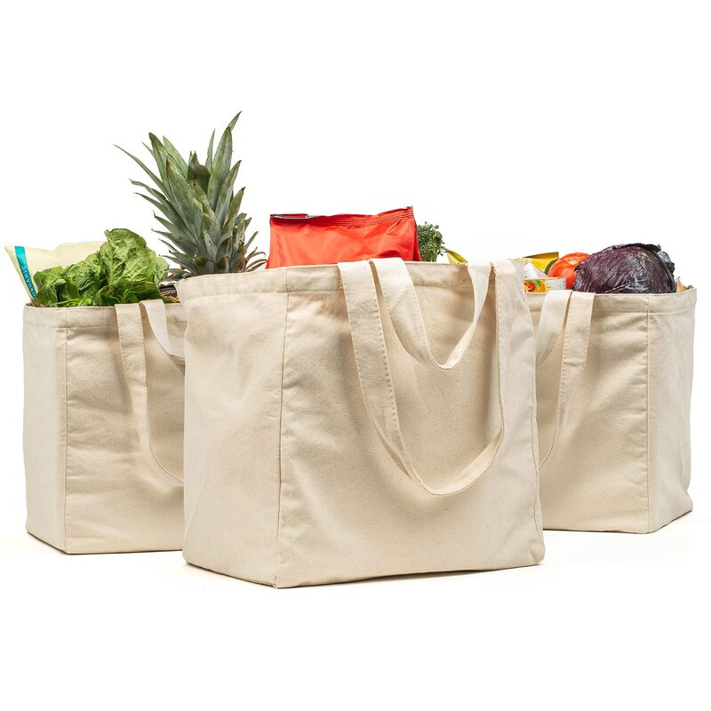 Canvas Tote Bags in Bulk, Blank Shopping Bags, Reusable Grocery Bags, Gift Bags with Handles, Heavy-Duty Shopping Cart Bags
