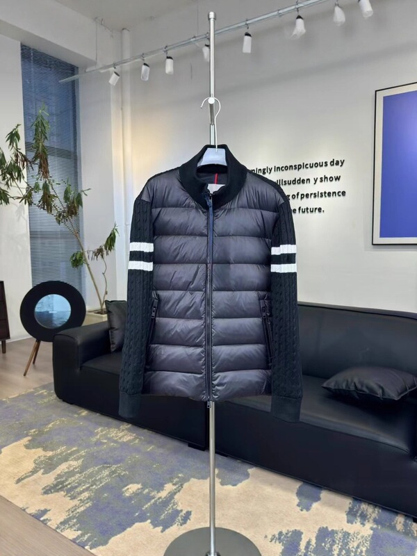 Padded Corduroy Stand Collar Lightweight down Jacket Men's Striped Wool Patchwork Jacket Fw