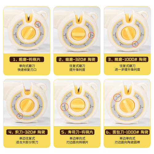 Six-in-One Knife Sharpener Household Multi-Function Knife Sharpening Gadget Chef Knife Scissors Fine Grinding Fast Knife Sharpener Honing Tool