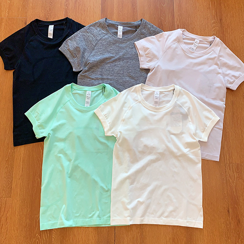 A Must-Have for Lu’S Family! Outdoor Sports Fitness Quick-Drying Clothing Moisture-Wicking Summer New Round Neck Short-Sleeved T-Shirt for Women