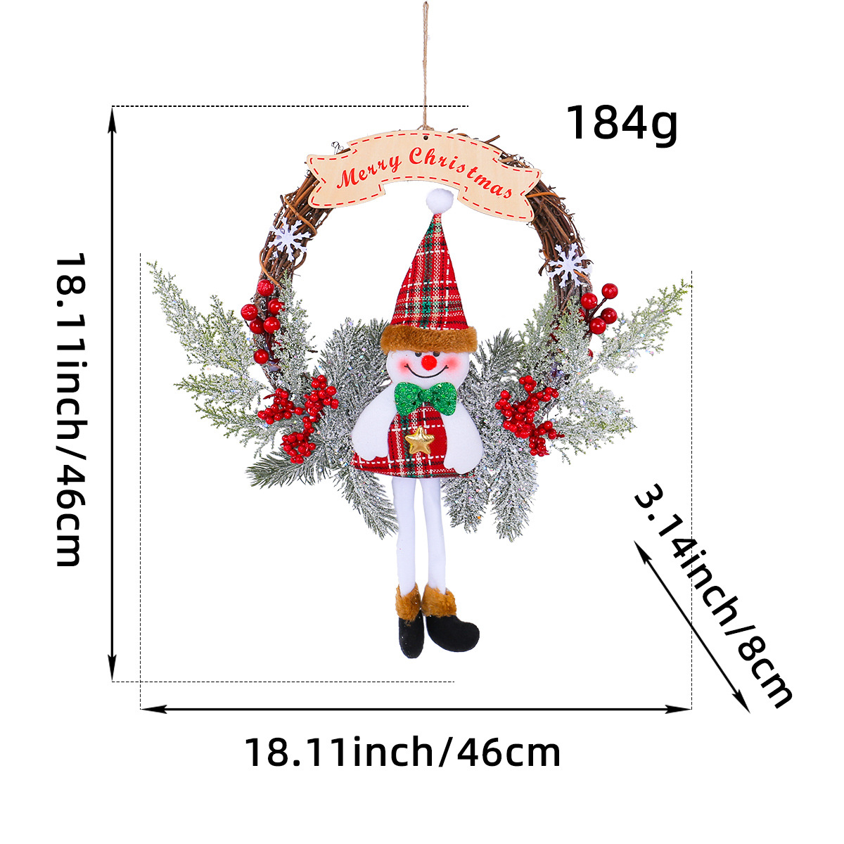 H2-2 큰 죽은 가지 화환 눈사람