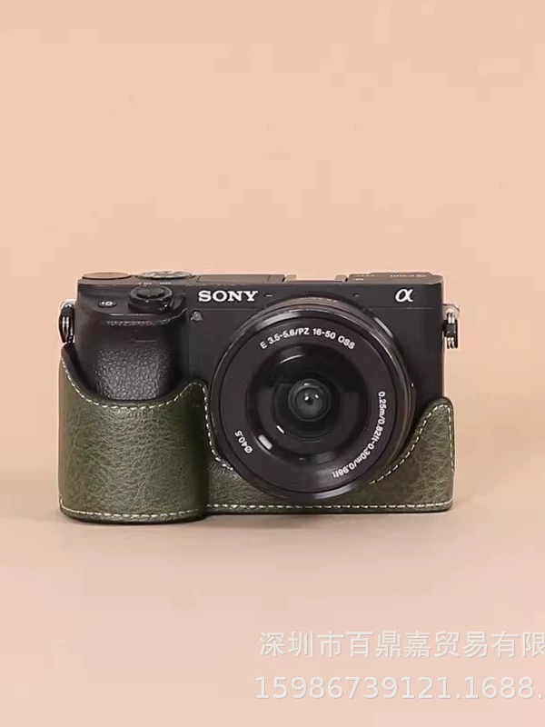 Чехол для камеры, подходит для Sony a6400 a6300 a6100 a6000, защитный кожаный корпус-полукейс с основанием