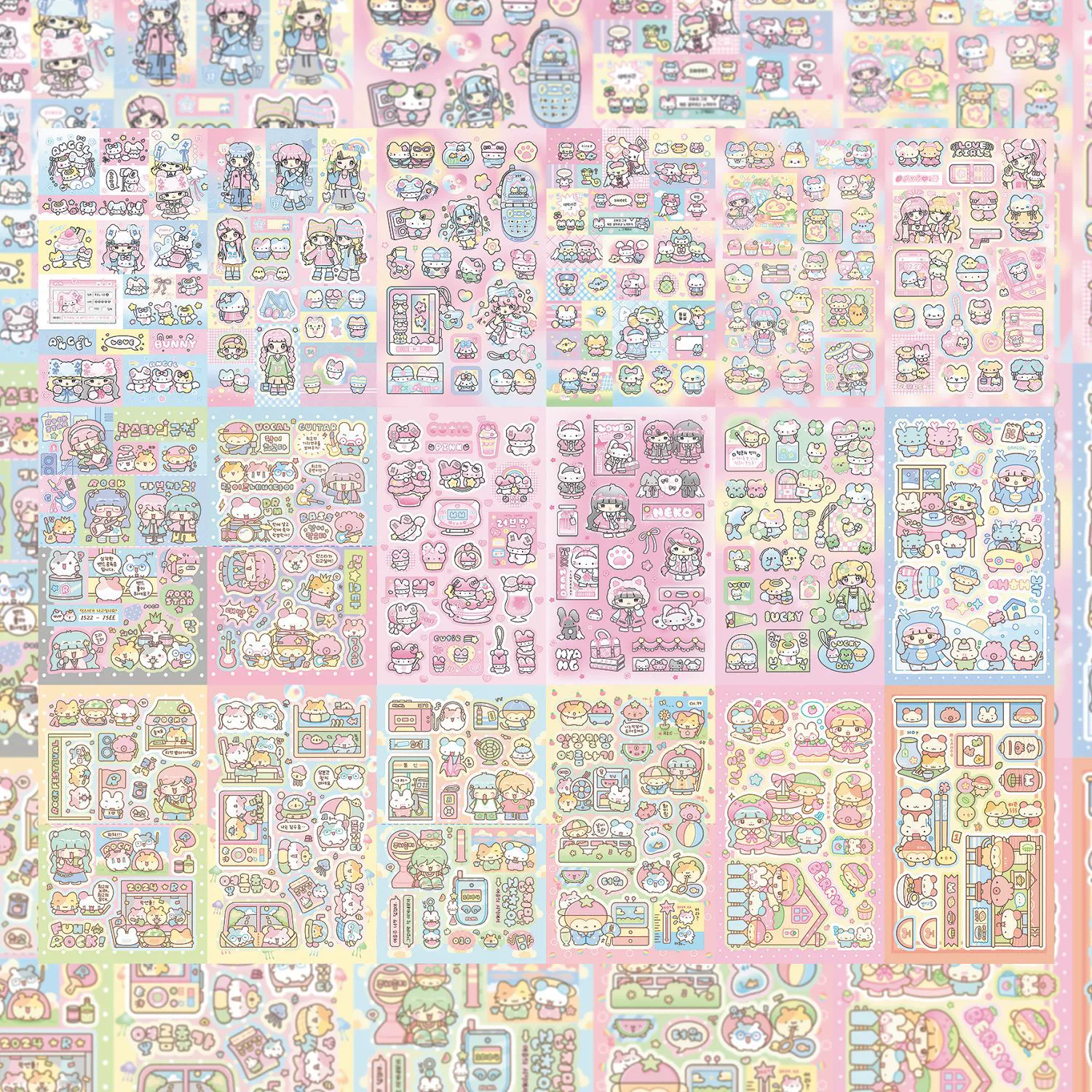 Весенний тур серии 2 милый мультфильм девушка ручная запись животных стикер ins Хан Гугу diy креативные наклейки