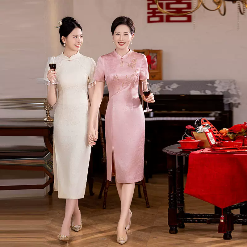 高贵喜婆婆婚宴装2025新款高贵年轻女方妈妈结婚礼服喜服大码旗袍