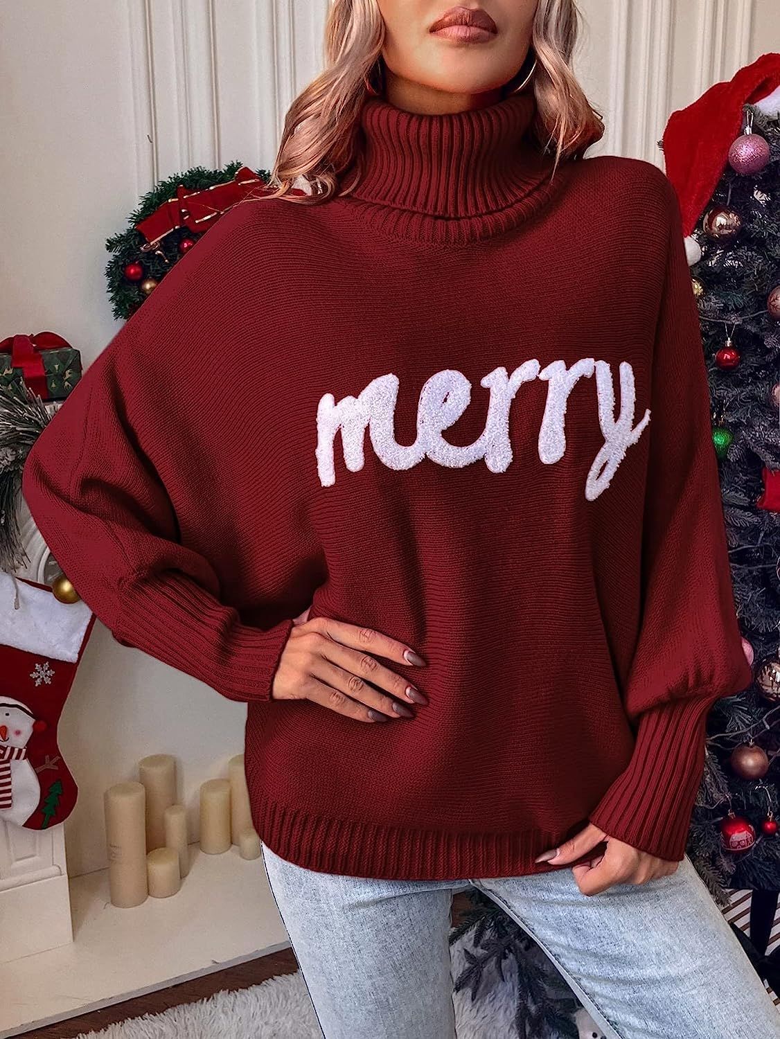 350g Weight Long Sleeve Sleeve Length Pullovers Placket Type Batwing Sleeve Sleeve Type Polyester, Polyacrylonitrile Fiber Fabric Type Long Top Length Sweater Tops Type Daily Occasion Turtleneck Neckline Loose Fit Type Christmas Festival Letter Pattern Winter, Autumn Season Women's Gender Embroidery Design Streetwear Style Wholesale Women's Streetwear Letter Long Sleeve Embroidery Sweaters & Cardigans 18