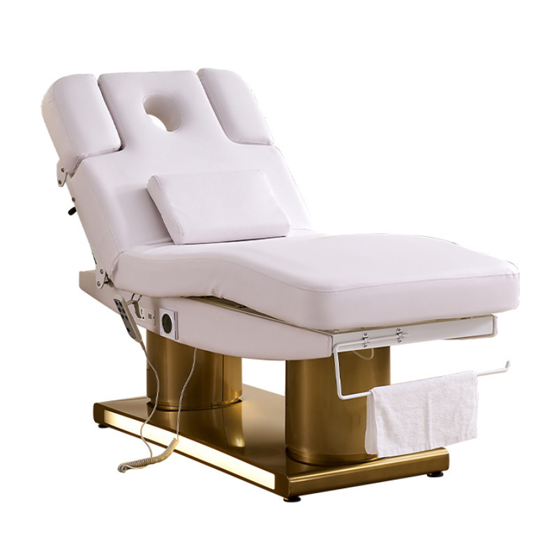 Cama de belleza eléctrica de masaje de aceite esencial SPA empuje de espalda sala de belleza con agujero facial reclinado cama de masaje ajustable de múltiples etapas