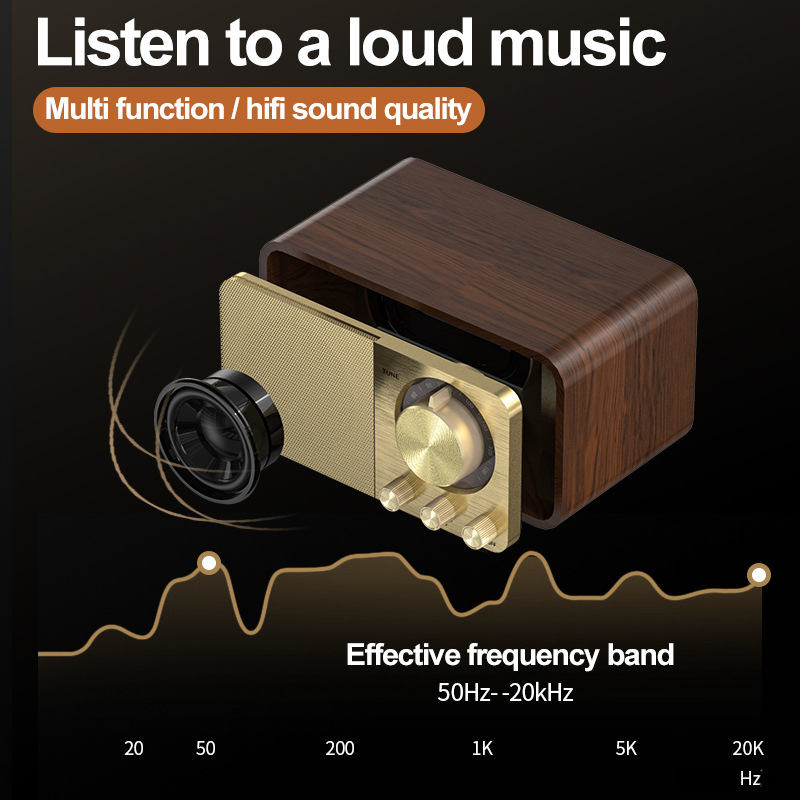 Transfronterizo JY66 altavoces Bluetooth inalámbricos de madera mini regalo creativo tarjeta portátil altavoces retro de escritorio