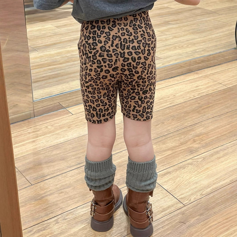 2026 New Children's Clothing Summer Girls' Leopard Print Casual Shorts Leggings Baby Toddler Cycling Stretch Pants
