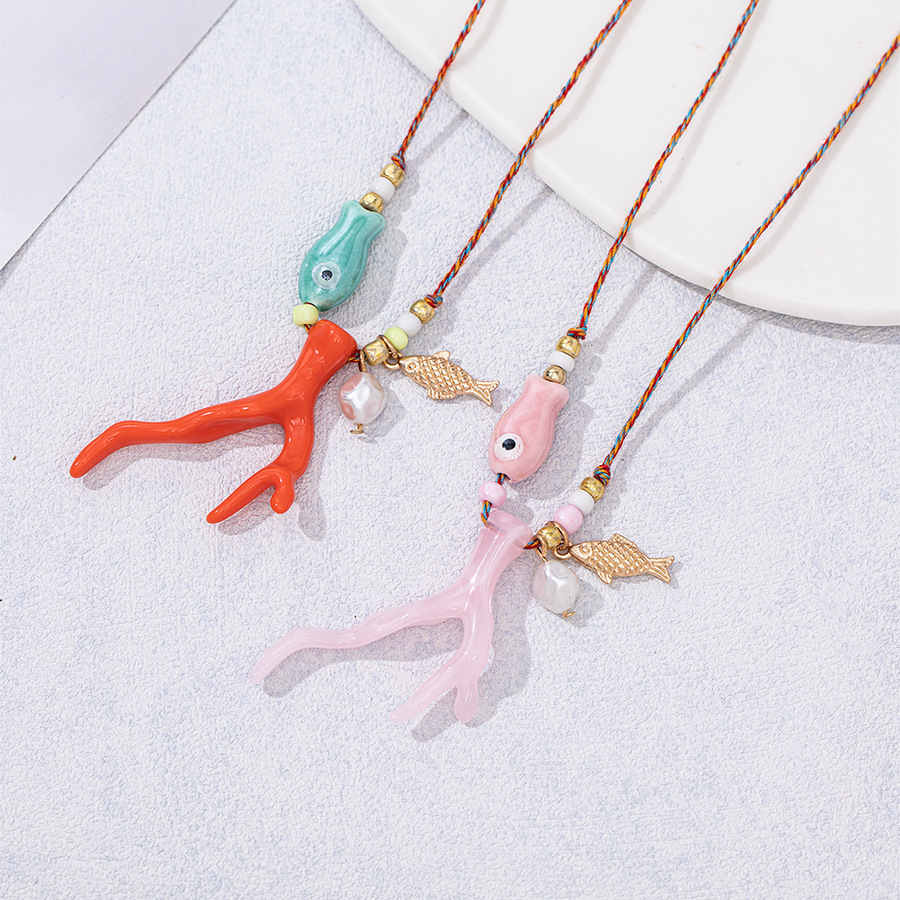 1 Piece Quantity Marine Style Starfish Coral Acrylic Rope Ceramics Cord String Lobster Trigger Clasp Closure Pendant Necklaces Wholesale