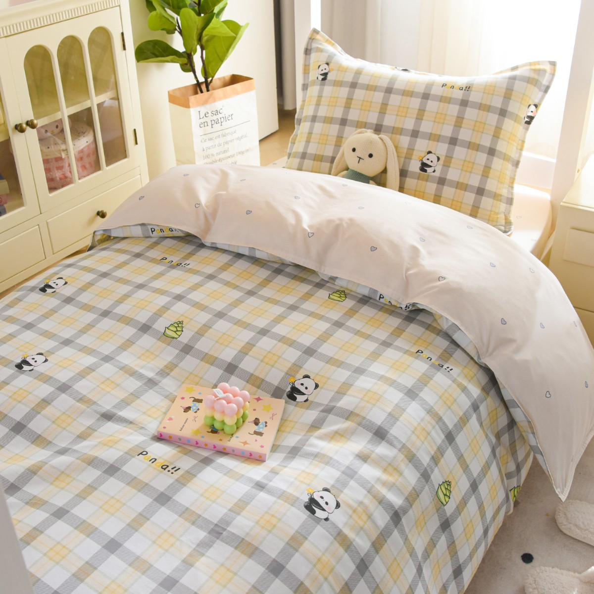 Juego de tres piezas de ropa de cama para dormitorios de estudiantes universitarios, sábanas de algodón de algodón, edredón, un juego completo de seis piezas