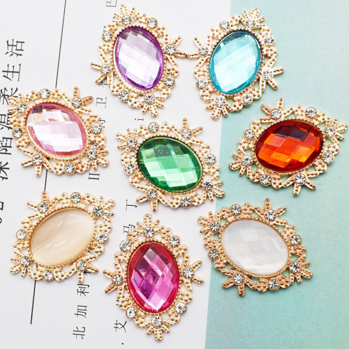 Diamond oval flower plate diamond buckle rhinestone mirror pearl bridal headwear shoes clothing bag diy jewelry alloy accessories