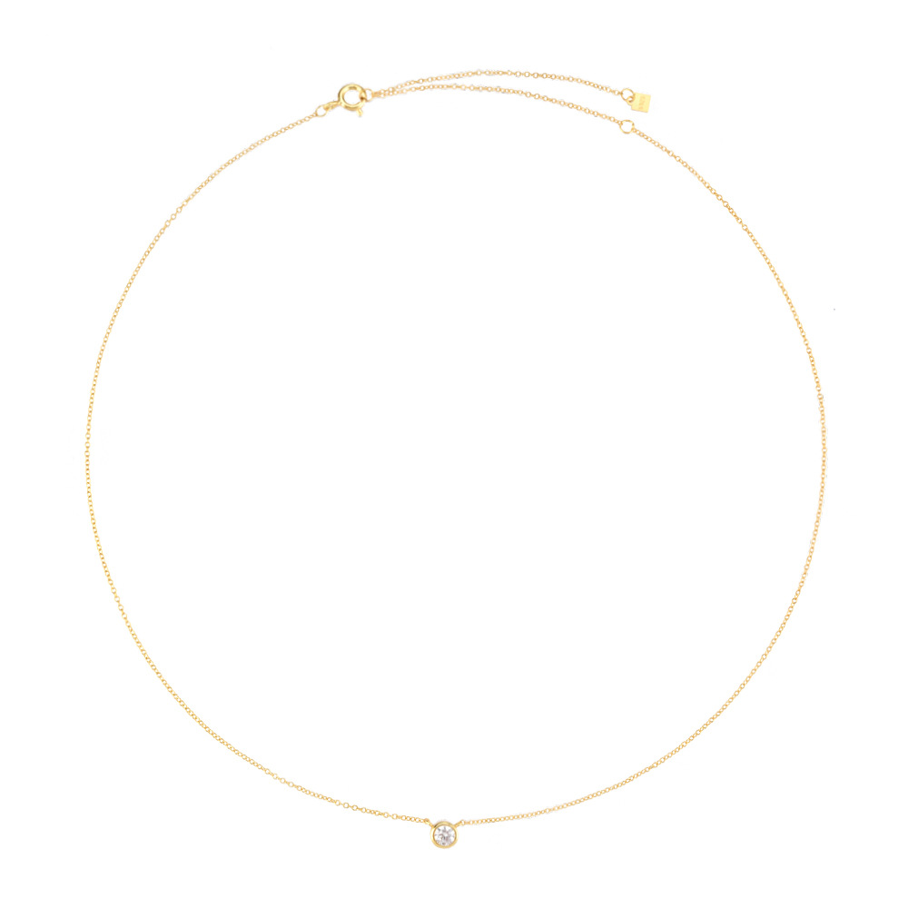 18K Real Gold Plated, Platinum Plated Plating Material 925 Sterling Silver Zircon Cable Chain Plating Inlay Round Necklace