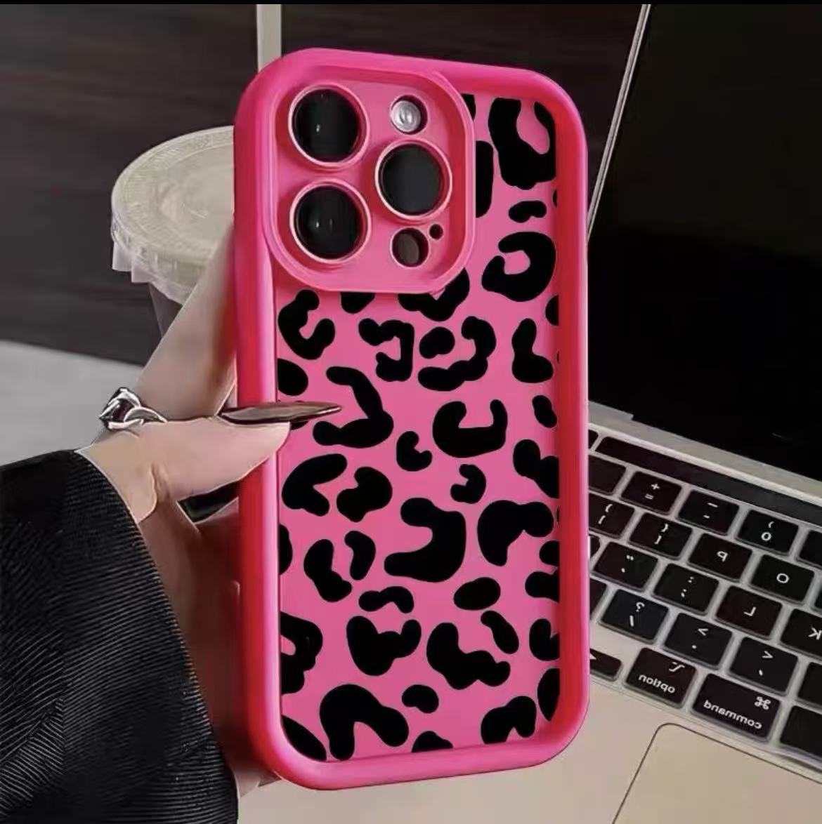 Estampado de leopardo negro para iPhone16PorMax funda para teléfono móvil 14 Apple 13 personalidad 12/15 nuevo 11 funda blanda