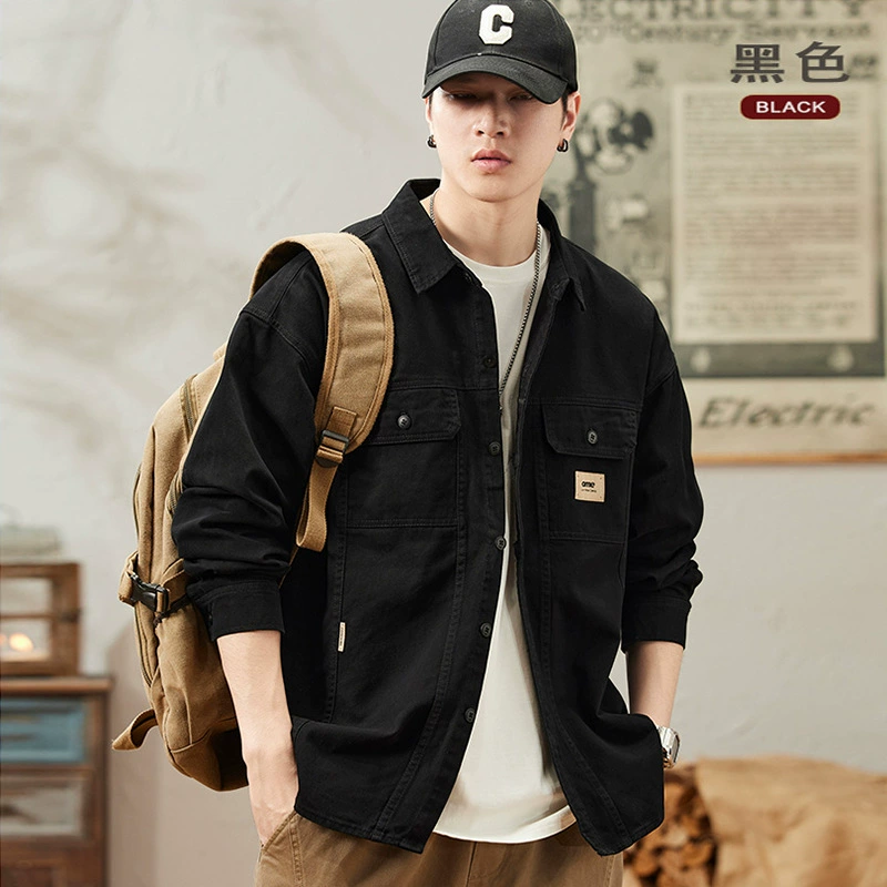 Черная рубашка, мужская повседневная рабочая куртка с длинными рукавами на весну и лето, новая высококачественная красивая рубашка 2025 года