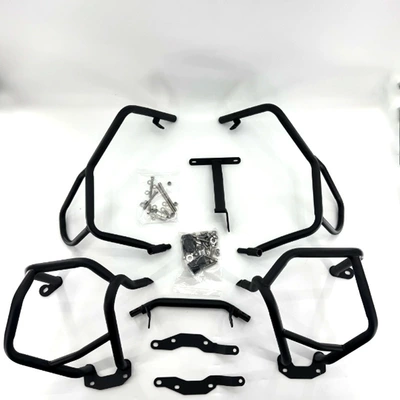 Motorcycle bumper crash bars, fuel tank protection - 1200gs-special-upper-and-lower-guardrails-in-black-export-quality