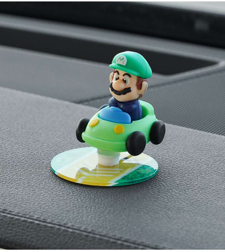 Car Rotary Healing Ornaments Car Cartoon Central Console Mario Drift with Car Ornaments Decompression Supplies Car