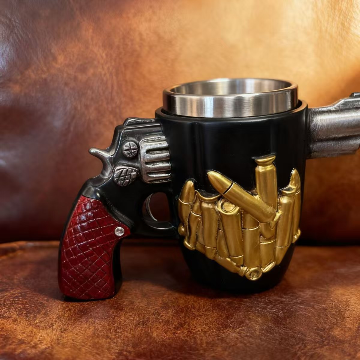 Tazas de acero inoxidable creativas de resina transfronteriza tazas de agua personales de regalos decoración fábrica de joyas cabello recto