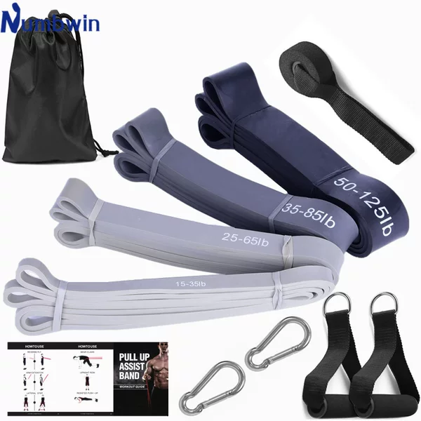 Latex 2080 black Gray Gradient resistance band strength training fitness elastic band Men's latex tension rope pull-up