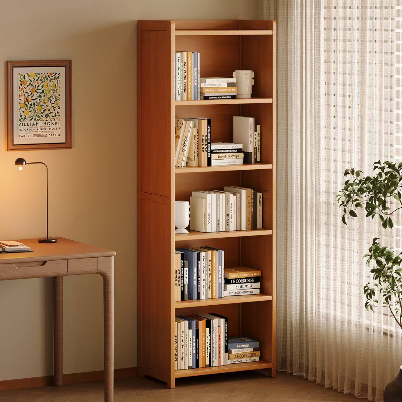 Children's Simple Bookshelf Floor-Standing Storage Rack Home Living Room Cabinet Locker Student Book Storage Narrow Bookcase